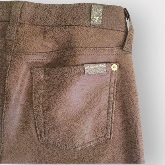 7 For All Mankind The Knee Seam Skinny Stretch Cognac Crackle Jean - Picture 8 of 15
